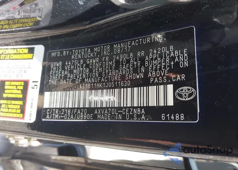 2018 Toyota Camry L/Le/Xle/Se/Xse из США, поврежденный, VIN 4T1B11HK1JU511630